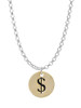 Gold Tone Disc 1/2'' - Symbol - Dollar Sign - $ - Charm Necklace
