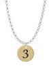 Gold Tone Disc 1/2'' Number - 3 - Charm Necklace