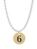 Gold Tone Disc 1/2'' Number - 6 - Charm Necklace