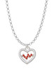 Heart with Red Crystal Heartbeat Charm Necklace