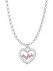 Heart with Pink Crystal Heartbeat Charm Necklace