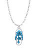 Blue Open Plumeria Flower Flip Flop Charm Necklace