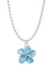 Blue Plumeria Flower Charm Necklace