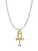 Small Gold Tone Ankh Charm Necklace