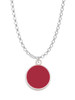 Small Maroon Enamel Disc Charm Necklace