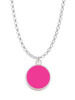 Small Hot Pink Enamel Disc Charm Necklace