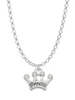 Small ''Princess'' Crown with Clear Crystals Charm Necklace