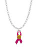 Hot Pink Ribbon with Softball Charm Necklace