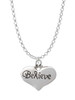 Large Believe with Ribbon Heart Charm Necklace