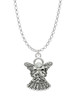 Antiqued Angel with Bow & Crystal Charm Necklace