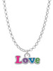 Rainbow Colored ''Love'' Charm Necklace