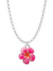 Hot Pink and Orange Flower Charm Necklace