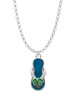 Tropical Blue Flip Flop with Palm Tree Charm Necklace