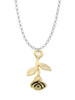 Gold Tone Stemmed Rose Charm Necklace