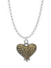 Two Tone Alligator Print Heart Charm Necklace