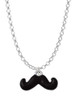 Small Black Enamel Mustache Charm Necklace