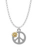 Large Peace Sign with Gold Tone Daisy and Crystal Charm Necklace