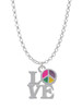 Love with Multicolored Peace Sign Charm Necklace