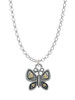 Butterfly with Gold Tone Hearts Charm Necklace