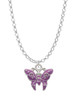 Hot Purple Butterfly with 2 Crystals Charm Necklace