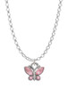 Mini Butterfly with Pink Wings & Crystals Charm Necklace