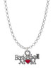 Basketball Mom with Red Heart Charm Necklace
