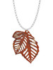 Acrylic Medium Triple Leaf Pearly Brown Charm Necklace