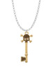Antiqued Gold Tone Beaded Skull Key Charm Necklace