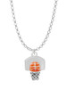 3-D Enamel Basketball in Hoop Charm Necklace