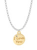 Gold Tone I Love You Disc Charm Necklace