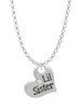 Large ''Lil Sister'' Heart with Clear Crystal Charm Necklace
