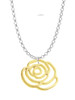 Large Gold Tone Rose Outline Charm Necklace