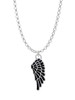 Medium Black Enamel Angel Wing Charm Necklace