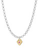 Mini October - Hot Pink Crystal Gold Tone Heart Charm Necklace