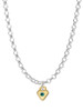 Mini December - Teal Crystal Gold Tone Heart Charm Necklace
