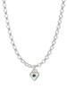 Mini December - Teal Crystal Heart Charm Necklace