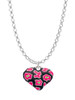 Hot Pink Cheetah Print Heart Charm Necklace