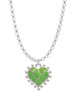 Lime Green Giraffe Print Heart Charm Necklace