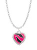 Hot Pink Zebra Print Heart Charm Necklace