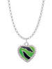 Lime Green Zebra Print Heart Charm Necklace