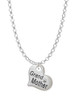 Small ''Grandmother'' Heart with Clear Crystal Charm Necklace