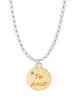 Gold Tone Te Amo Disc Charm Necklace
