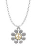 Large Daisy with Gold Tone Peace Sign Charm Necklace