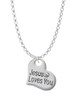 Large Jesus Loves You Heart Charm Necklace