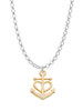 Gold Tone Anchor with Heart Charm Necklace