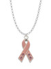 Large Pink Ribbon with Crystals Charm Necklace
