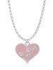 Pink Enamel Heart with Paw Prints Charm Necklace