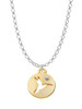 Gold Tone Hummingbird Disc Charm Necklace