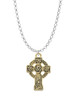 Large Gold Tone Celtic Cross Charm Necklace