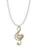 Large Gold Tone Clef with Heart Charm Necklace
